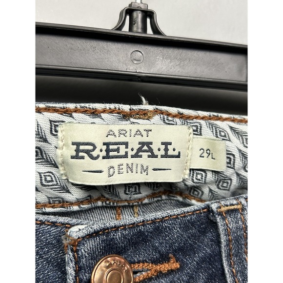 Ariat Jeans Womens 29 Long High Rise Flare REAL Brynlee Raw Hem Stretch Denim - Picture 4 of 10